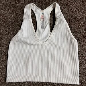 Free‎ People FP Movement Ribbed Crop Top White Sleeveless Activewear Tank
